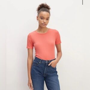 Everlane The Luxe Rib Crew in Coral